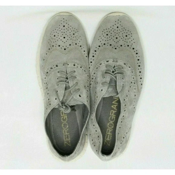 Cole Haan ZeroGrand Shoes Gray Suede Wingtip Oxford Sneakers Woman's Size 9 - Picture 7 of 8